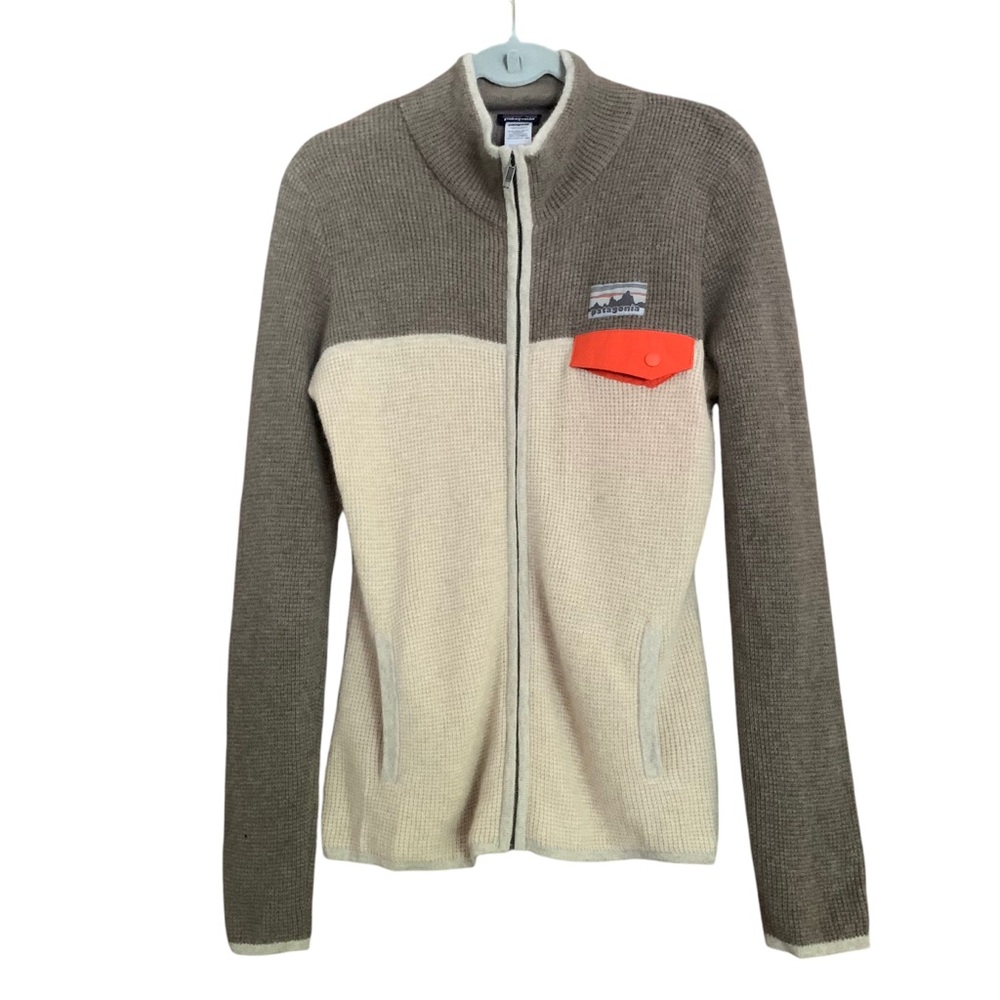 Patagonia Womens Undyed Yarn 100% Cashmere Zip Up Sweater Neutral Sz L
